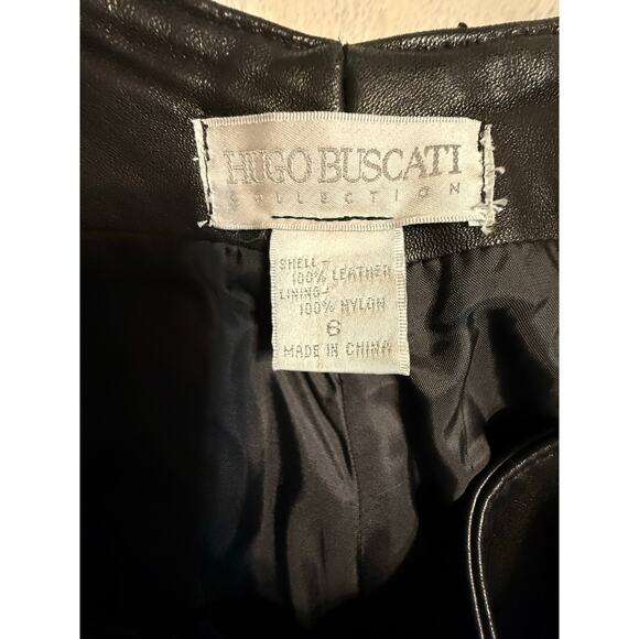 VTG Hugo Buscati Collection Brown Leather Pants Size 6 High-Waisted Lined 90s - Picture 8 of 9